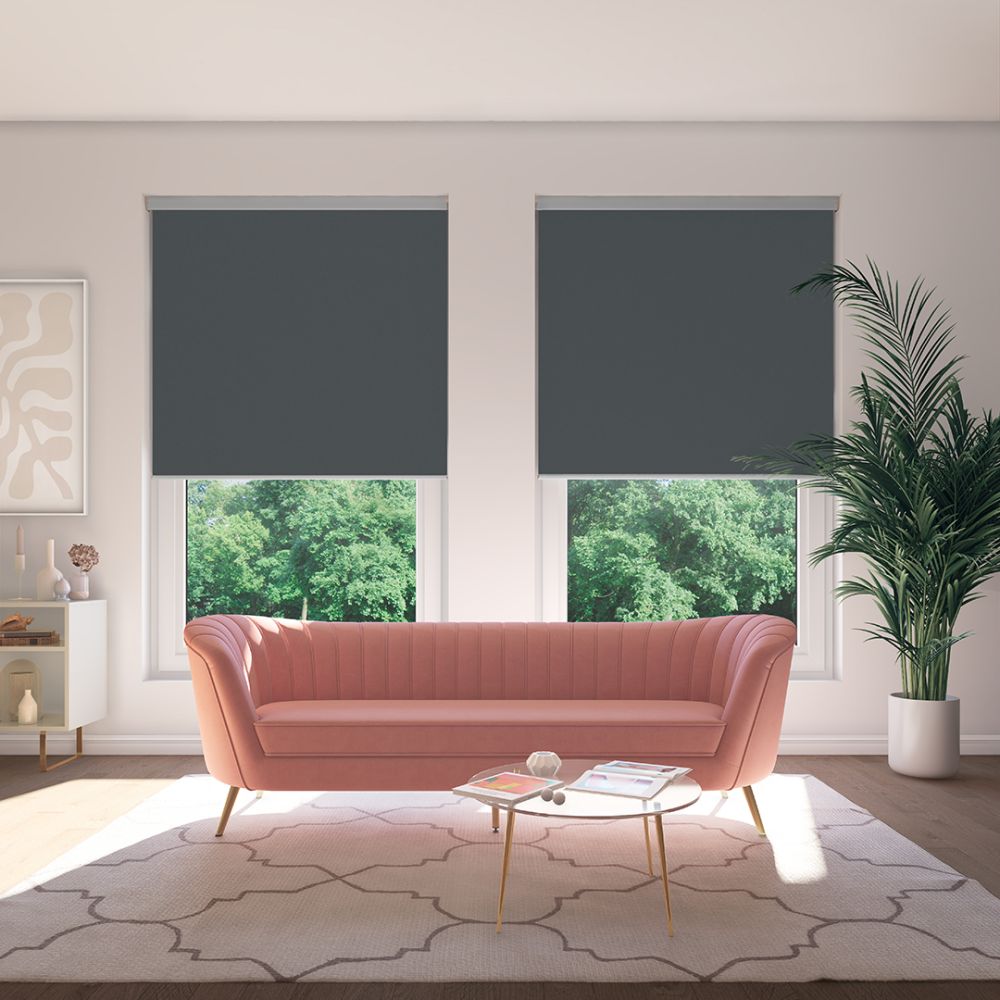 Senses Roller Blinds | Banlight Duo Anthracite with Silver Facia | Rainbow Blinds Glasgow